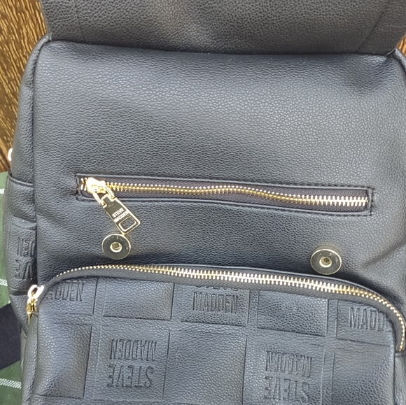 STEVE MADDEN Black BTAMPA Logo EMBOSSED softFaux LEATHER bag